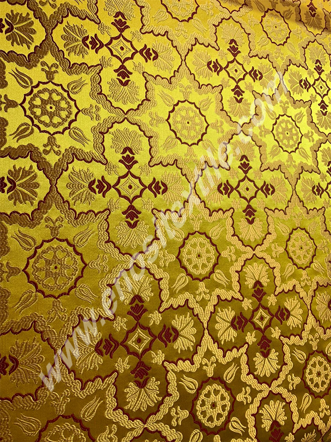 KL-099 YELLOW BURGUNDY Brocade Fabrics